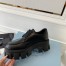 Prada Monolith Lace-up Loafers in Black Brushed Leather