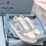 Prada Men's Downtown Sneakers in White and Grey Leather