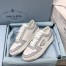 Prada Men's Downtown Sneakers in White and Grey Leather