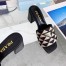 Prada Heeled Slide Sandals 65mm in Black and Beige Fabric 
