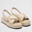 Prada Flatform Sandals In Beige Quilted Nappa Leather 