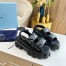Prada Monolith Flatform Sandals in Black Nappa Leather