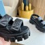 Prada Monolith Flatform Sandals in Black Nappa Leather