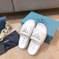 Prada White Leather Slides with Printed Triangle Logo