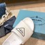 Prada White Leather Slides with Printed Triangle Logo