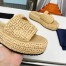 Prada Crochet Flatform Slides in Beige Raffia-effect Yarn