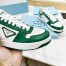 Prada Downtown Sneakers in White and Green Calfskin