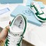 Prada Downtown Sneakers in White and Green Calfskin