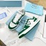 Prada Downtown Sneakers in White and Green Calfskin