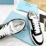 Prada Downtown Sneakers in White and Black Calfskin