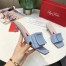Roger Vivier Covered Buckle 45mm Mules in Blue Leather