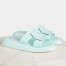 Roger Vivier Vivier Slide Covered Buckle Mules in Blue Patent Leather