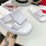 Roger Vivier Vivier Slide Covered Buckle Mules in White Patent Leather