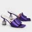 Roger Vivier Cube Strass Heel Mules in Violet Satin