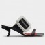 Roger Vivier Viv' Choc Side Strass Buckle Mules in Black Leather