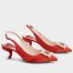 Roger Vivier Virgule Strass Buckle Slingback Pumps in Red Satin