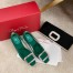 Roger Vivier Trompette Crystal Buckle Pumps in Green Satin