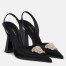 Versace La Medusa Slingback Pumps In Black Satin