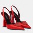 Versace La Medusa Slingback Pumps In Red Satin