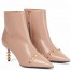 Valentino Nude Rockstud Ankle Boots with Sculpted Heel