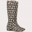 Valentino VLogo Type Knee Boots in Black Toile Iconographe fabric