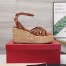 Valentino Raflower Wedge Sandals in Brown Calfskin