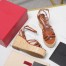 Valentino Raflower Wedge Sandals in Brown Calfskin
