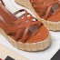 Valentino Raflower Wedge Sandals in Brown Calfskin