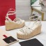 Valentino Raflower Wedge Sandals in White Calfskin