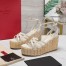Valentino Raflower Wedge Sandals in White Calfskin