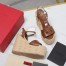 Valentino VLogo Cut-out Espadrille Wedge Sandals in Brown Leather