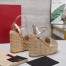 Valentino VLogo Cut-out Espadrille Wedge Sandals in Gold Metallic Leather