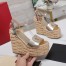 Valentino VLogo Cut-out Espadrille Wedge Sandals in Gold Metallic Leather