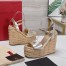 Valentino VLogo Cut-out Espadrille Wedge Sandals in Gold Metallic Leather