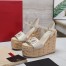 Valentino VLogo Cut-out Espadrille Wedge Sandals in White Leather 