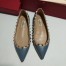 Valentino Rockstud Ballet Flats In Blue Calfskin