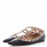 Valentino Cage Rockstud Ballet Flats In Black Calfskin