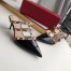 Valentino Rockstud Mules 50mm In Black Patent Calfskin