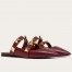 Valentino Roman Stud Flat Mules In Bordeaux Leather