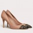 Valentino Beige Rockstud Pump 90mm with Black Patent Toe Cap