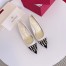 Valentino White Rockstud Pump 90mm with Black Patent Toe Cap