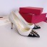 Valentino White Rockstud Pump 90mm with Black Patent Toe Cap