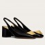 Valentino One Stud Slingback Pumps 60mm In Black Patent Leather