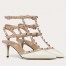 Valentino Rockstud Caged Pumps 65mm In White Patent Leather