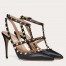 Valentino Rockstud Ankle Strap Pumps 100mm In Black Calfskin