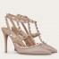 Valentino Rockstud Ankle Strap Pumps 100mm In Poudre Calfskin
