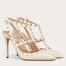 Valentino Rockstud Ankle Strap Pumps 100mm In White Calfskin