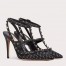 Valentino Rockstud Pumps 100mm in Black Mesh with Crystal