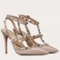 Valentino Rockstud Caged Pumps 100mm In Poudre Patent Leather