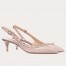 Valentino Rockstud Slingback Pumps 50mm In Poudre Patent Leather